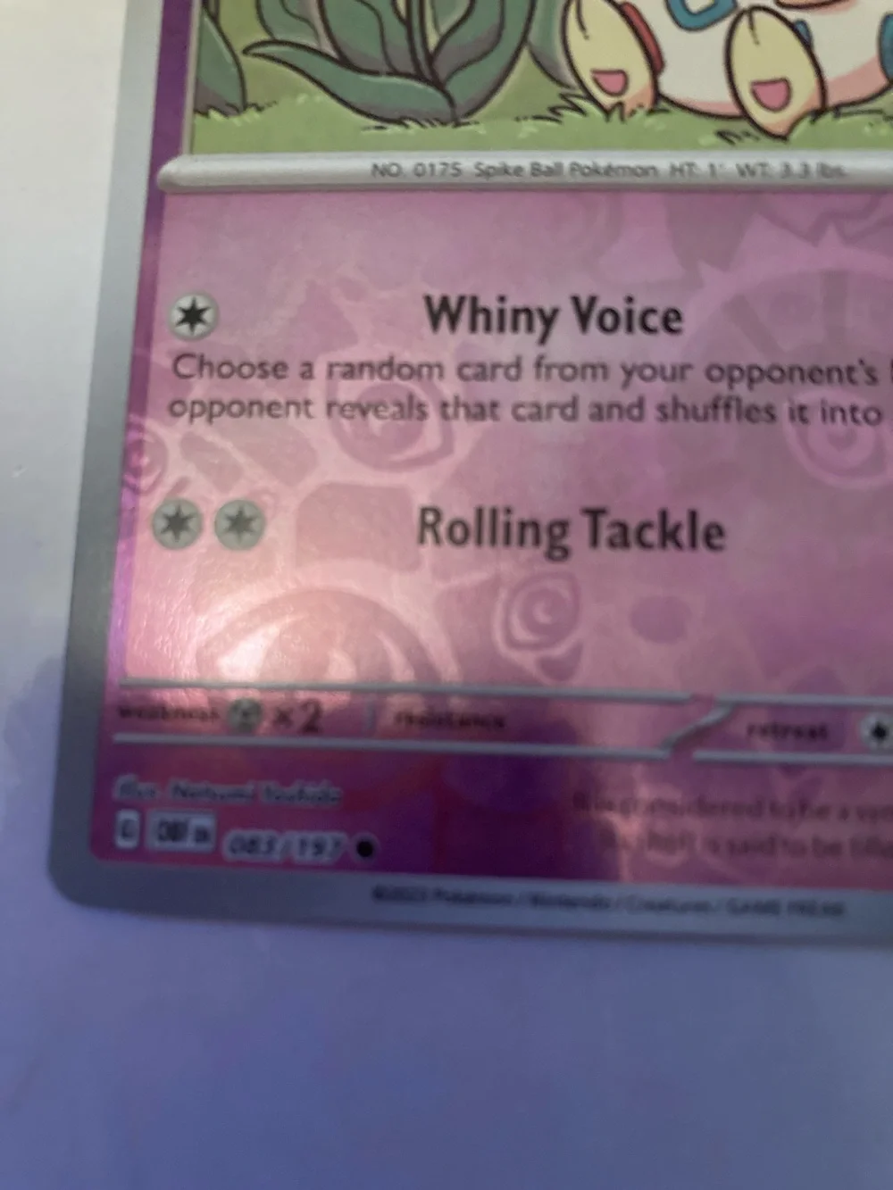 Pokemon Togepi Pink Purple Trading Card